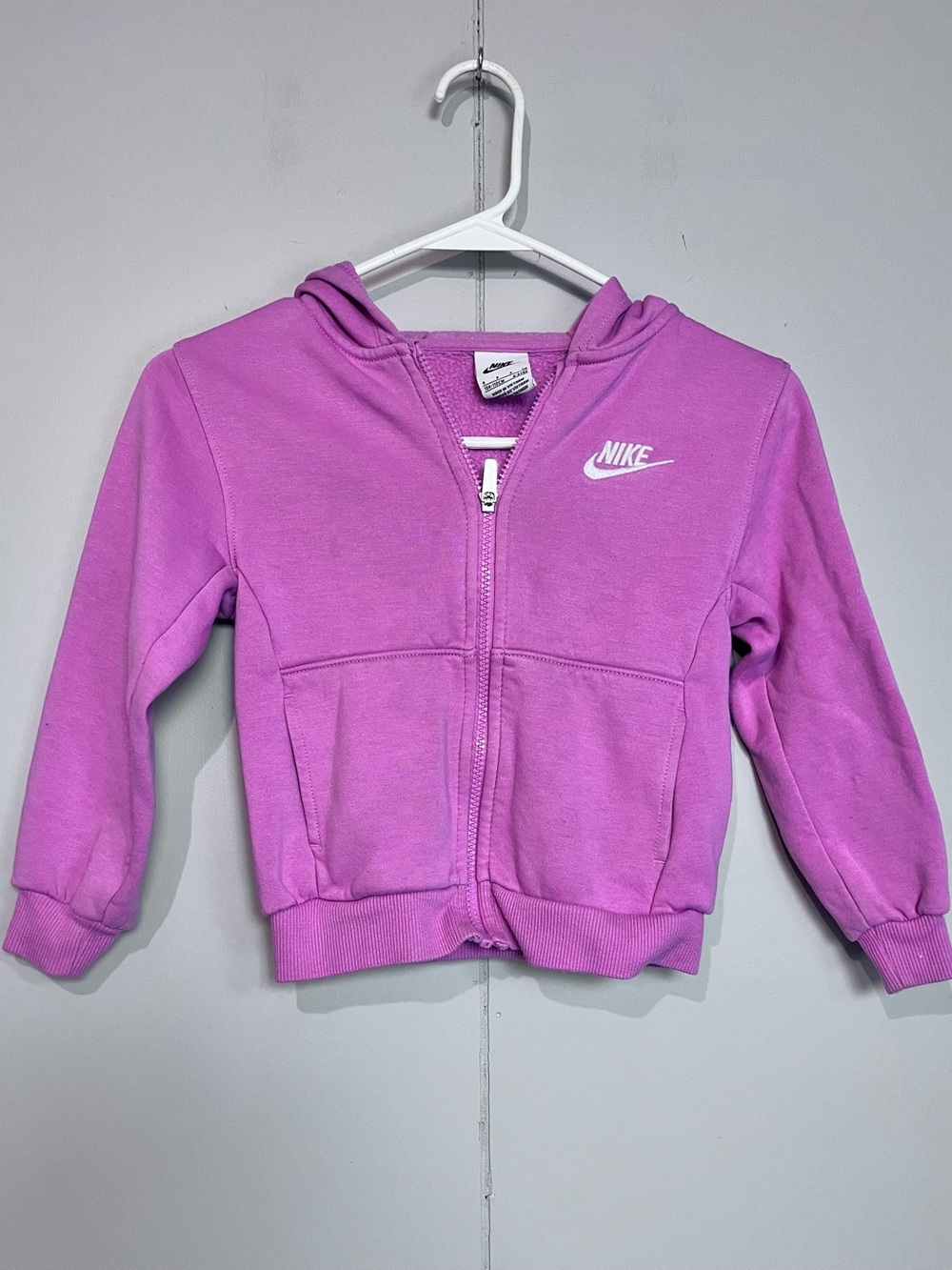 Nike Girls Fleece Zip Hoodie Pink Full Zip Sweatshirt 4–5 Years (104–110 cm)